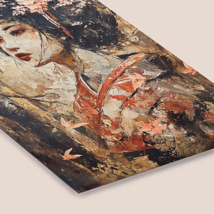 Kimono - Vrouw - kersenbomen fotolijst zwart zonder passe partout klein -zsfeer6