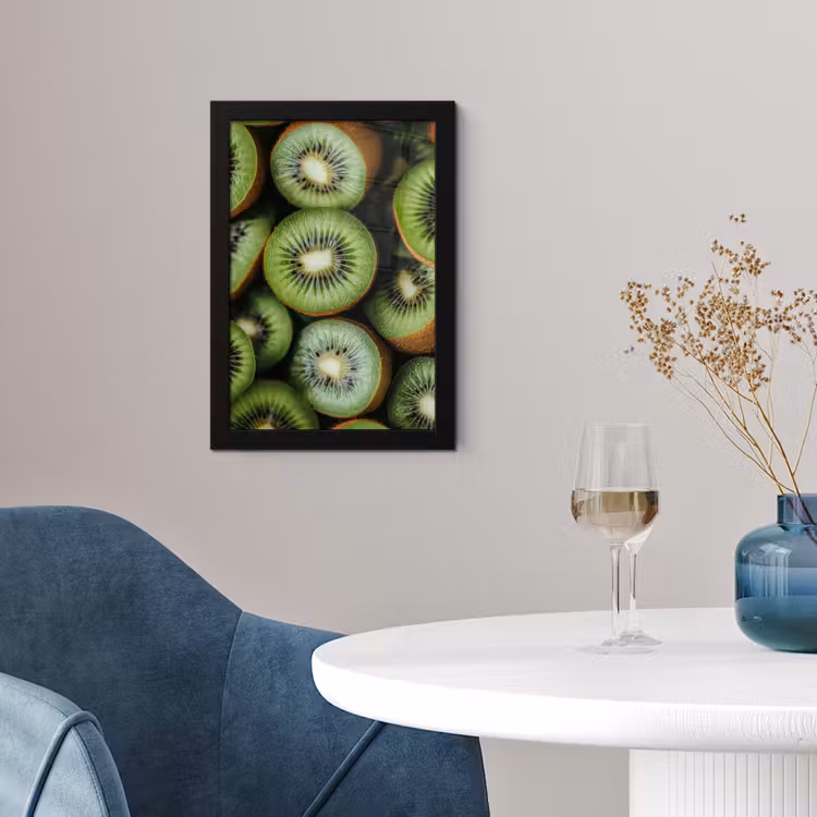 Kiwi - Fruit - Groen fotolijst zwart zonder passe partout klein -sfeer4