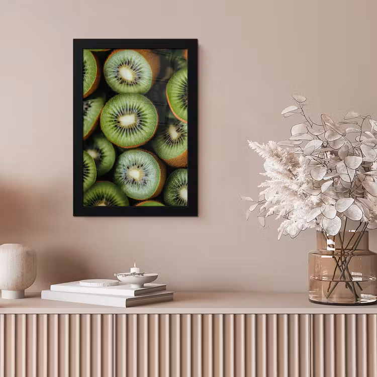 Kiwi - Fruit - Groen fotolijst zwart zonder passe partout klein -sfeer5