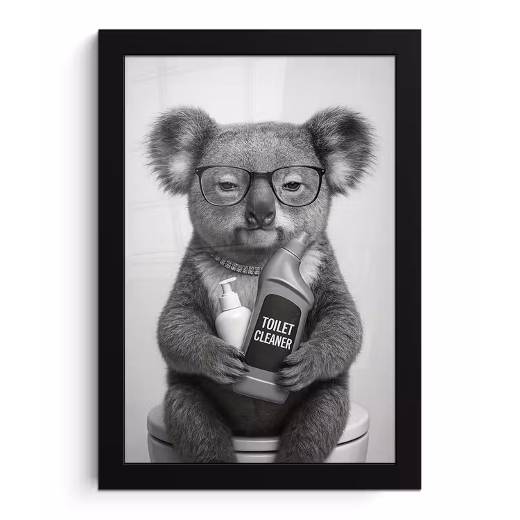 Koala - Bril - Toilet fotolijst zwart zonder passe partout klein -3d