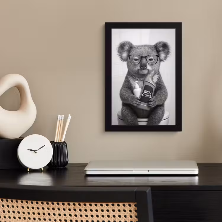 Koala - Bril - Toilet fotolijst zwart zonder passe partout klein -sfeer1