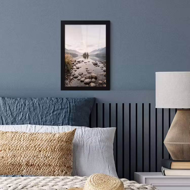 Meer - Bergen - Landschap - Groen fotolijst zwart zonder passe partout klein -sfeer3