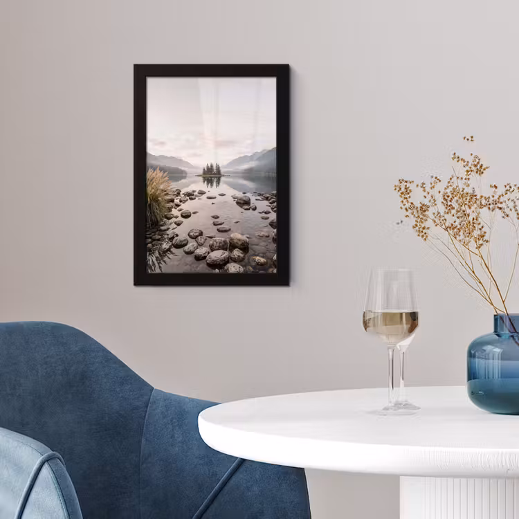 Meer - Bergen - Landschap - Groen fotolijst zwart zonder passe partout klein -sfeer4