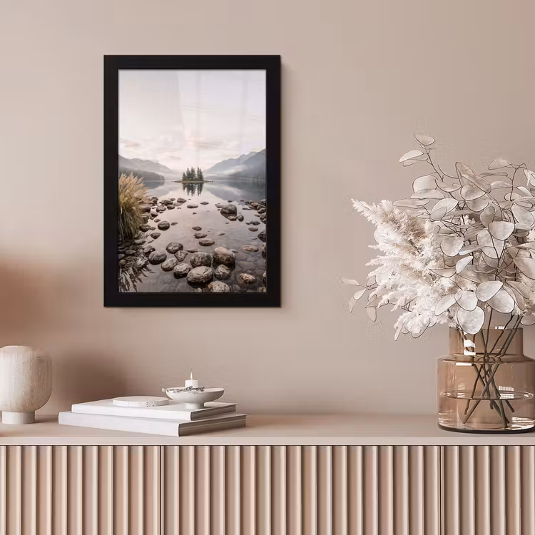 Meer - Bergen - Landschap - Groen fotolijst zwart zonder passe partout klein -sfeer5