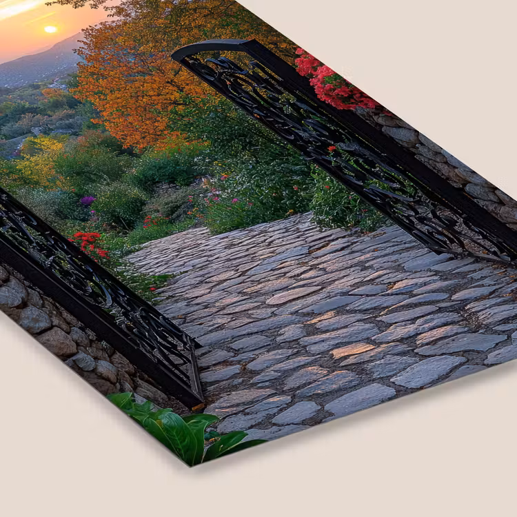 Landschap - Hek - Pad - Zonsondergang - Natuur fotolijst zwart zonder passe partout klein -zsfeer6
