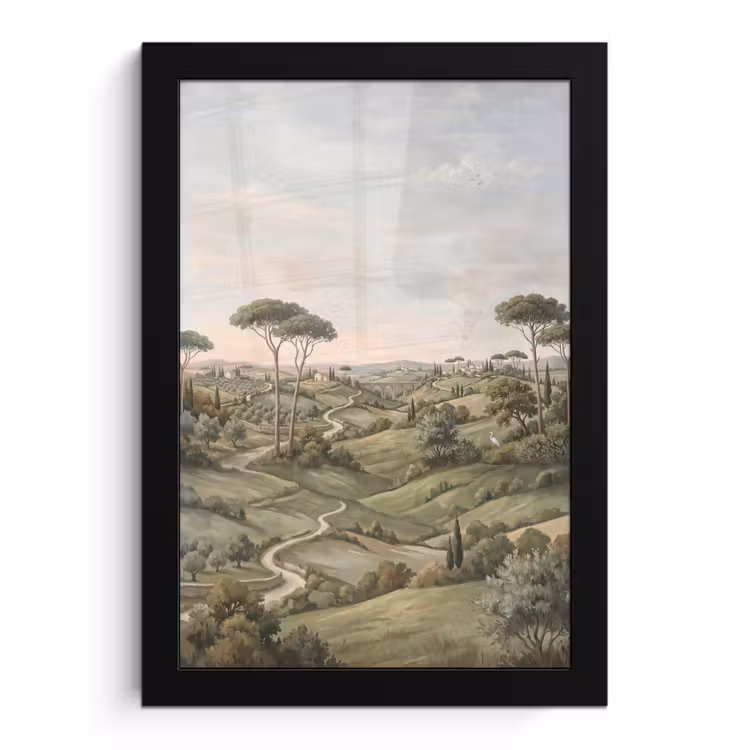 Landschap - Heuvels - Zandpad - Groen fotolijst zwart zonder passe partout klein -3d