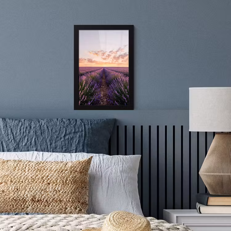 Landschap - Lavendelveld - Paars fotolijst zwart zonder passe partout klein -sfeer3