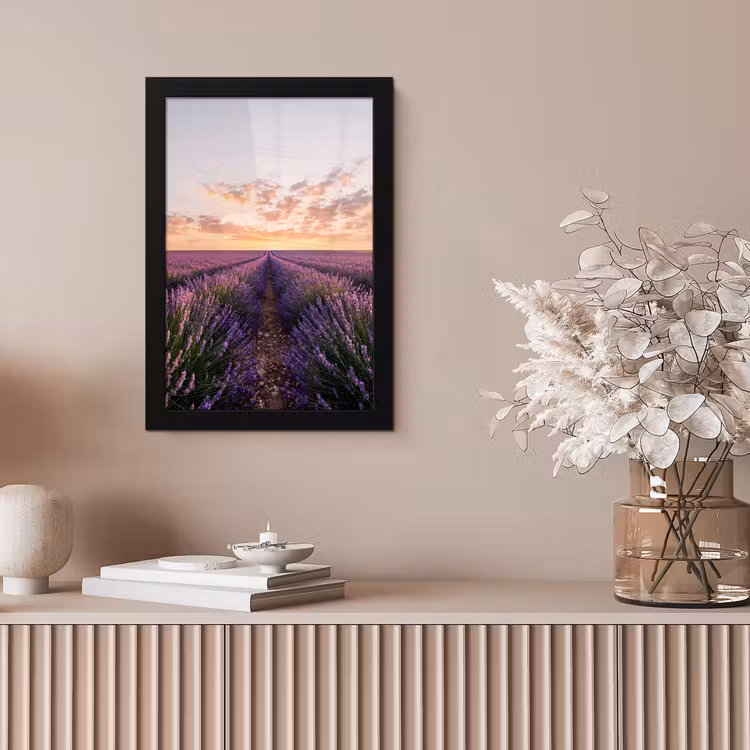 Landschap - Lavendelveld - Paars fotolijst zwart zonder passe partout klein -sfeer5