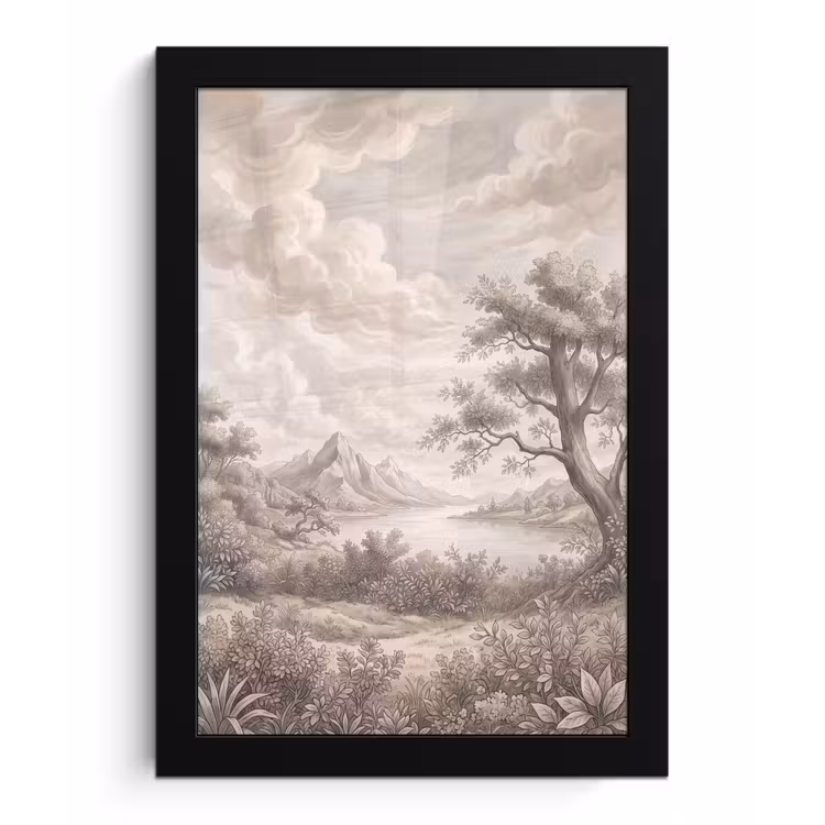 Landschap - Bergen - Meer - Natuur fotolijst zwart zonder passe partout klein -3d