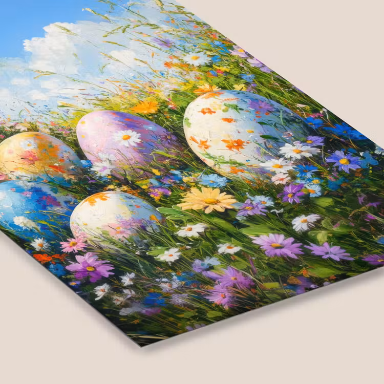 Grasveld - Eieren - Bloemen fotolijst zwart zonder passe partout klein -zsfeer6