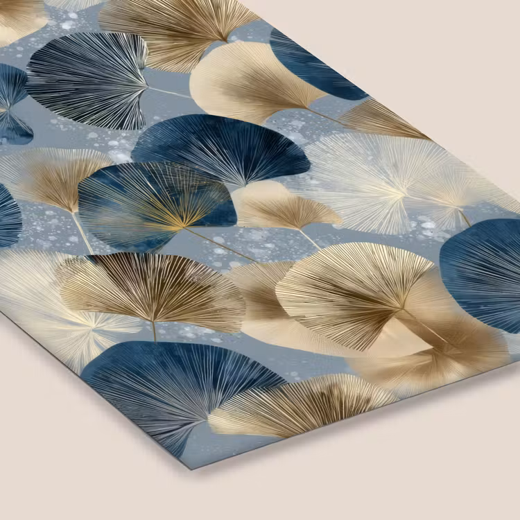 Bladeren - Abstract - Goud - Blauw fotolijst zwart zonder passe partout klein -zsfeer6