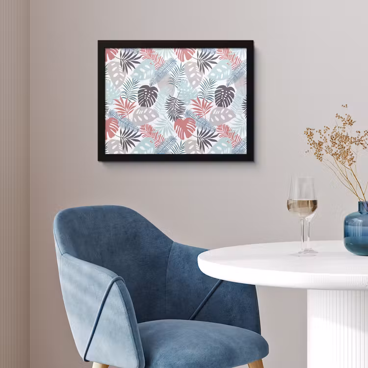 Inductie beschermer - Bladeren - Pastel - Jungle - Afdekplaat voor kookplaat fotolijst zwart zonder passe partout klein -sfeer4