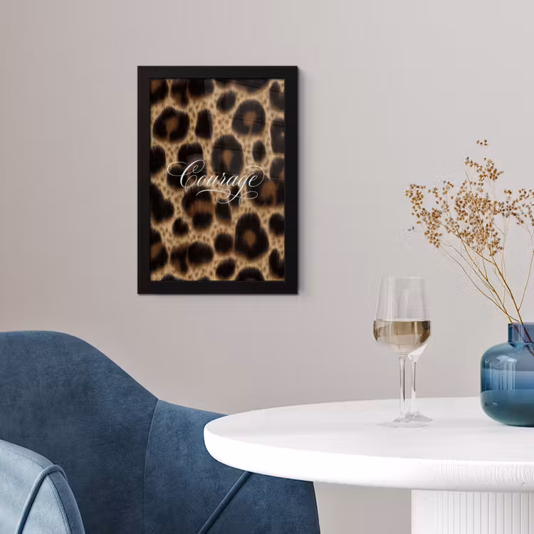 Luipaardprint - Bruin - Courage - Sierlijk fotolijst zwart zonder passe partout klein -sfeer4