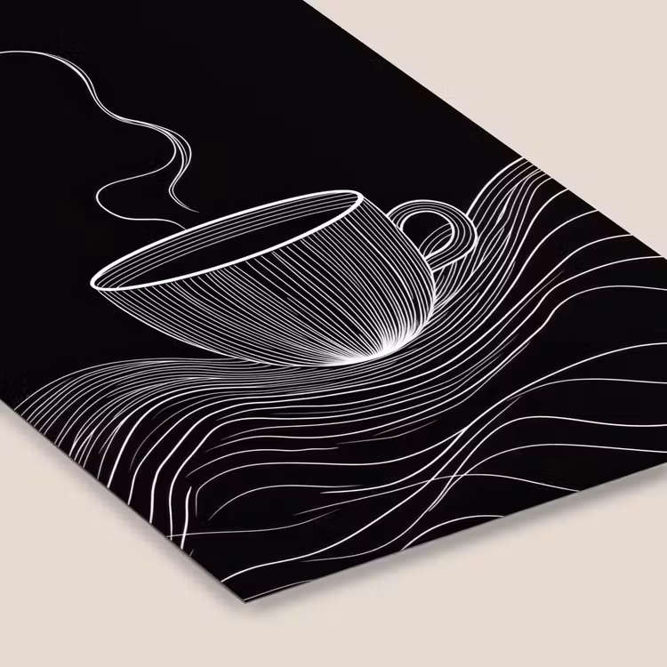 Lijntekening - Koffiekop - Zwart fotolijst zwart zonder passe partout klein -zsfeer6