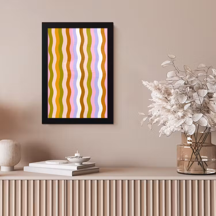 lijnen - Golven - Pastelkleuren - Patroon fotolijst zwart zonder passe partout klein -sfeer5
