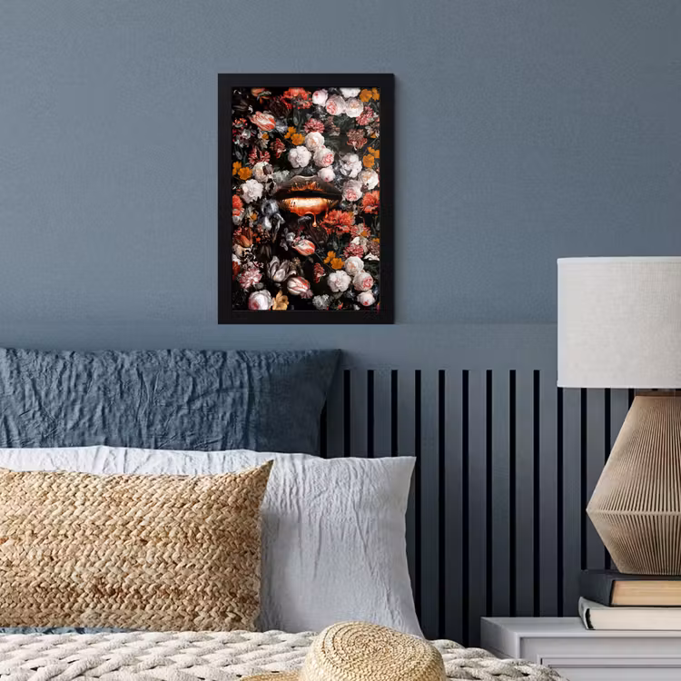 Lippen - Bloemen - Verf - Oranje - Kunst - Abstract - Oude meesters fotolijst zwart zonder passe partout klein -sfeer3