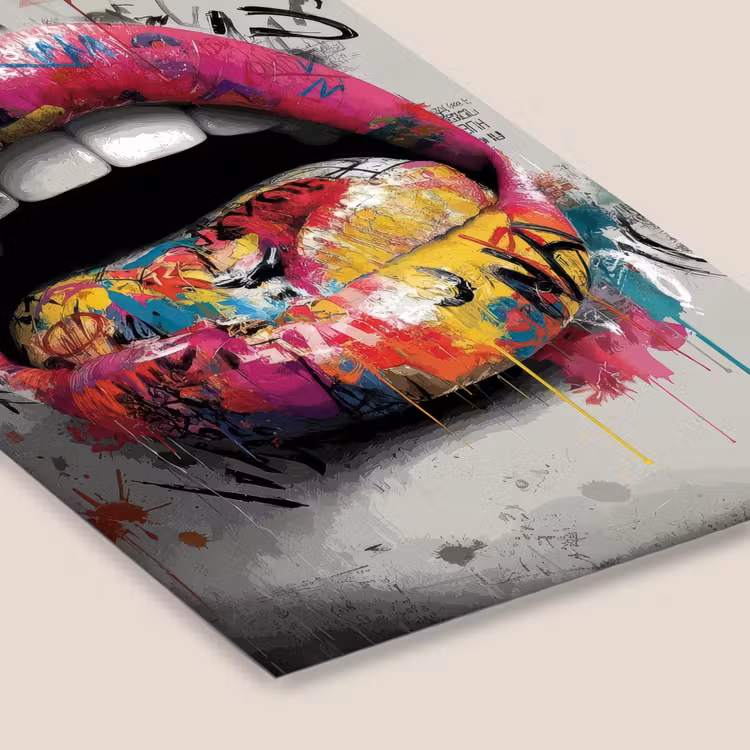 Lippen - Graffiti - Expressief fotolijst zwart zonder passe partout klein -zsfeer6