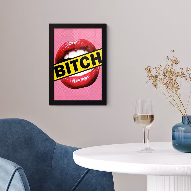 Lippen - Tekst - Kleurrijk fotolijst zwart zonder passe partout klein -sfeer4