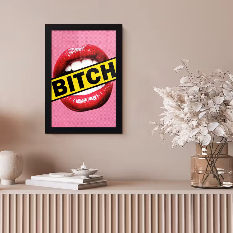 Lippen - Tekst - Kleurrijk fotolijst zwart zonder passe partout klein -sfeer5