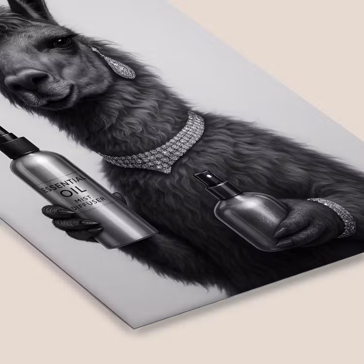 Lama - Flessen - Zwart - Wit fotolijst zwart zonder passe partout klein -zsfeer6