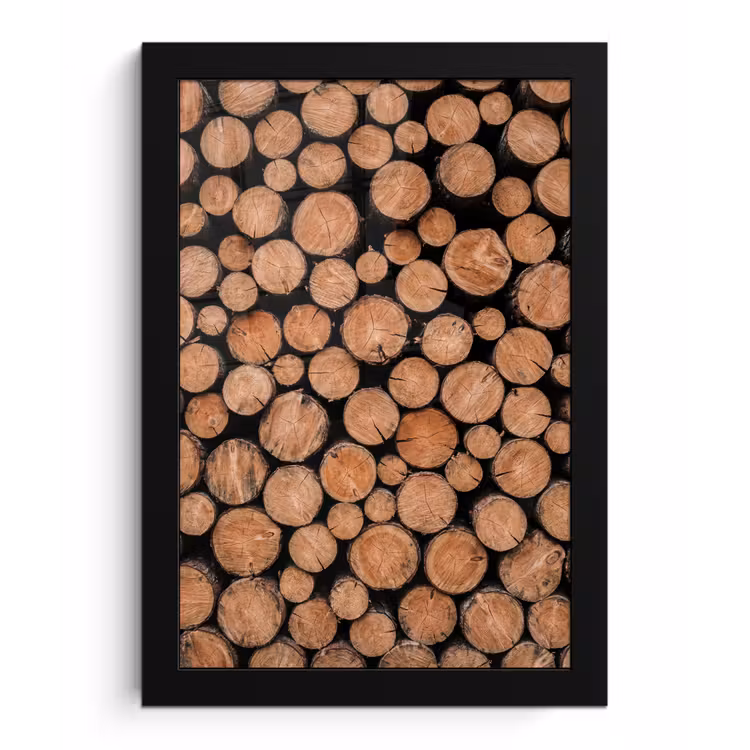 Houtblokken - Textuur - Patroon - Bruin - Rustiek fotolijst zwart zonder passe partout klein -3d