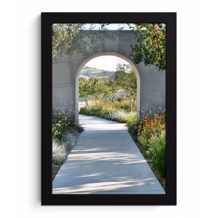 Doorkijk - Pad - Beton - Landschap fotolijst zwart zonder passe partout klein -3d