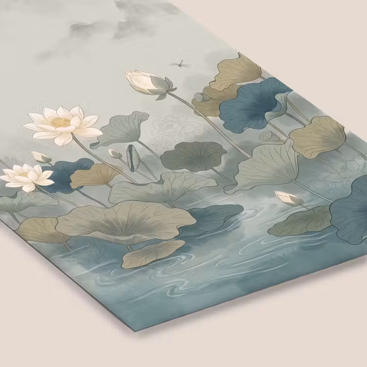 Lotus - Bloemen - Groen fotolijst zwart zonder passe partout klein -zsfeer6