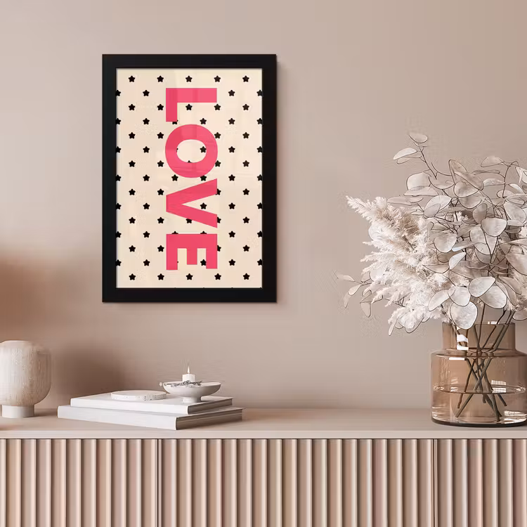 Love - Stippen - Roze fotolijst zwart zonder passe partout klein -sfeer5