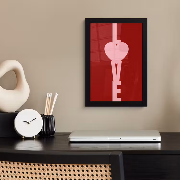 Love - Hart - Rood fotolijst zwart zonder passe partout klein -sfeer1