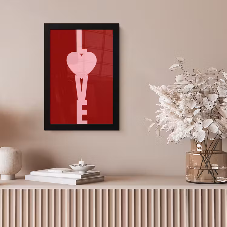 Love - Hart - Rood fotolijst zwart zonder passe partout klein -sfeer5