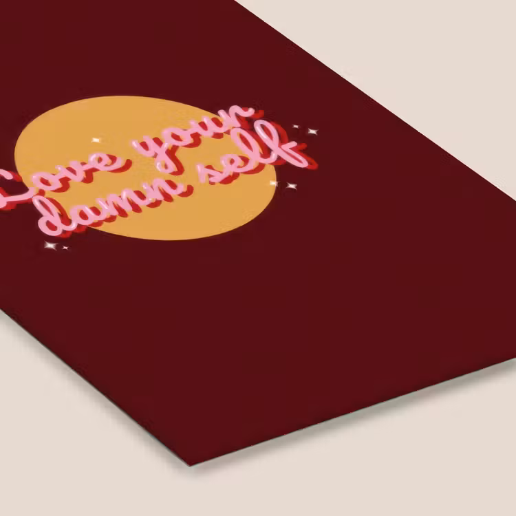 love your damn self - Cirkel - Glitter - Rood fotolijst zwart zonder passe partout klein -zsfeer6