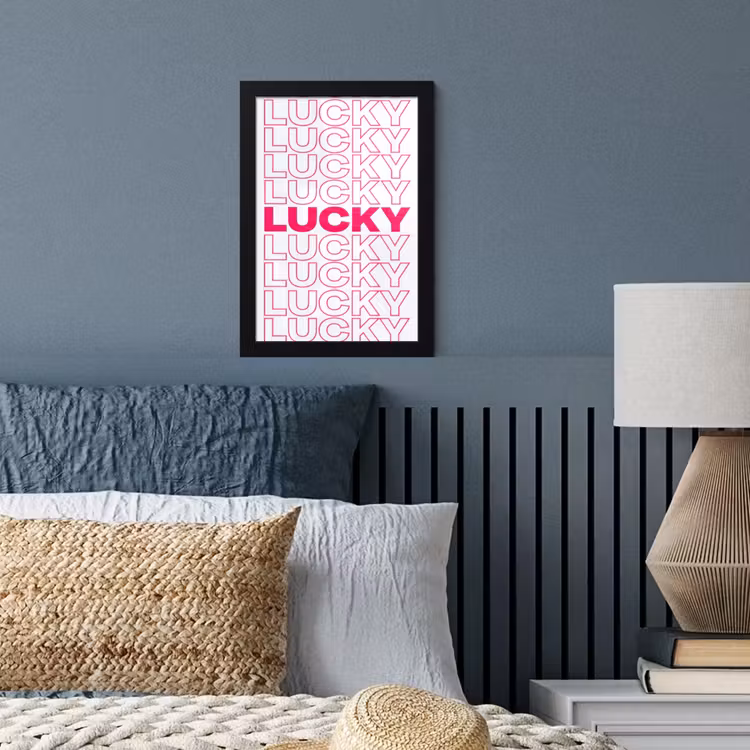 Lucky - Roze - Patroon fotolijst zwart zonder passe partout klein -sfeer3