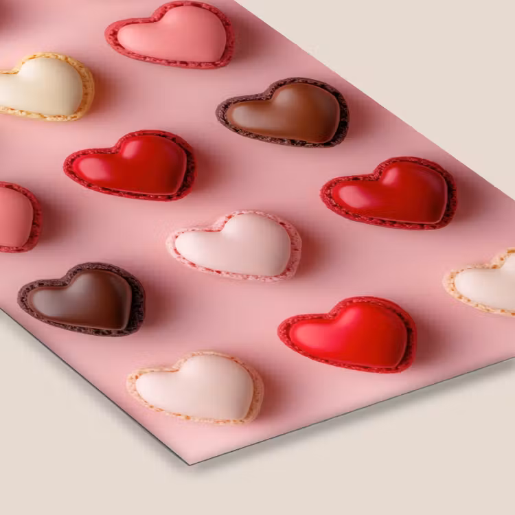 Macarons - Hartjes - Kleurrijk - Roze fotolijst zwart zonder passe partout klein -zsfeer6