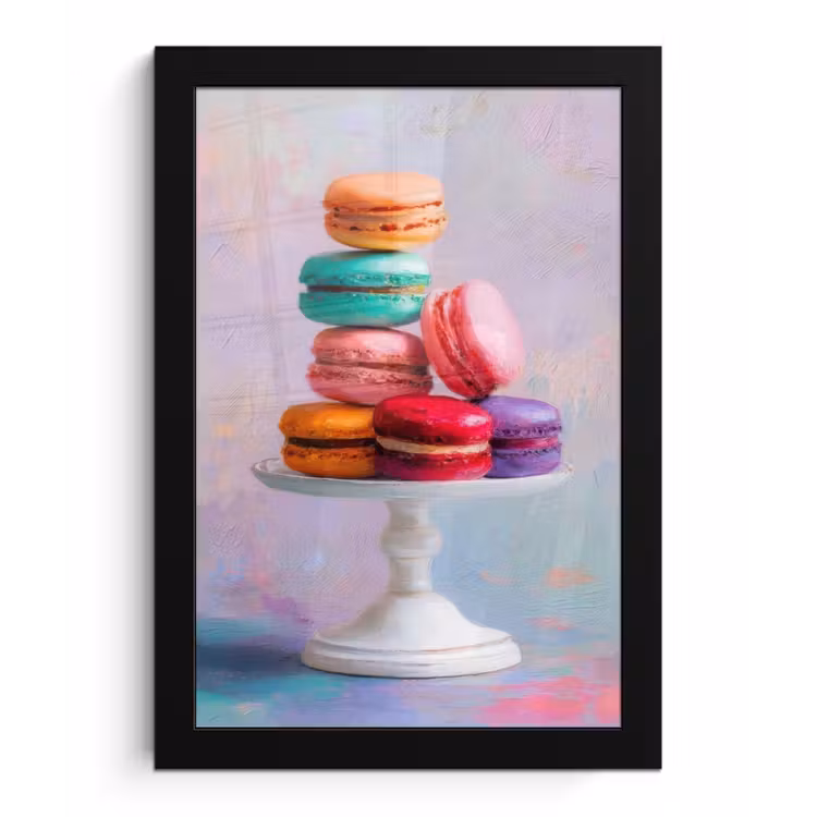 Macarons - Schaal - Pastel - Kleurrijk fotolijst zwart zonder passe partout klein -3d