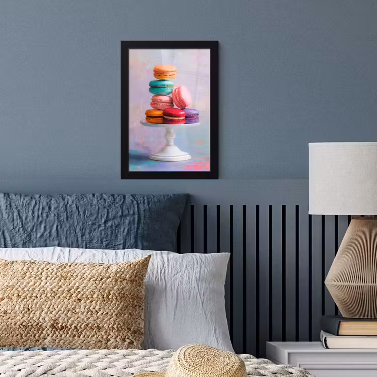 Macarons - Schaal - Pastel - Kleurrijk fotolijst zwart zonder passe partout klein -sfeer3