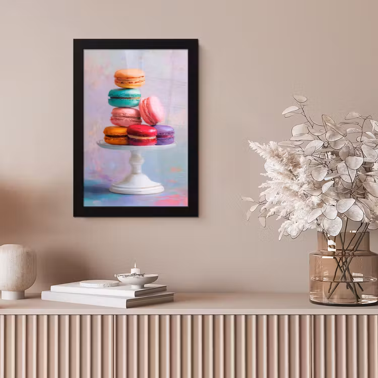 Macarons - Schaal - Pastel - Kleurrijk fotolijst zwart zonder passe partout klein -sfeer5