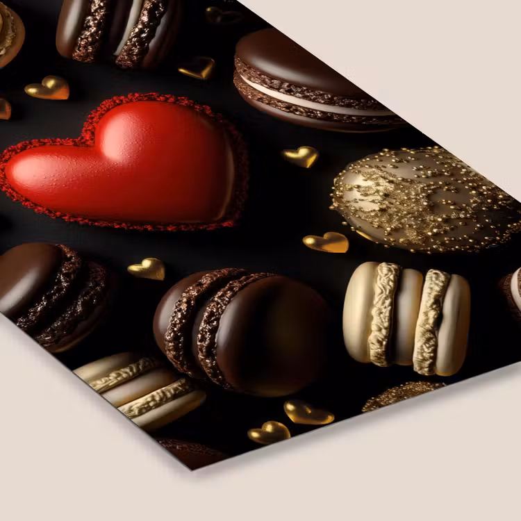 Macarons - Rood - Hart fotolijst zwart zonder passe partout klein -zsfeer6