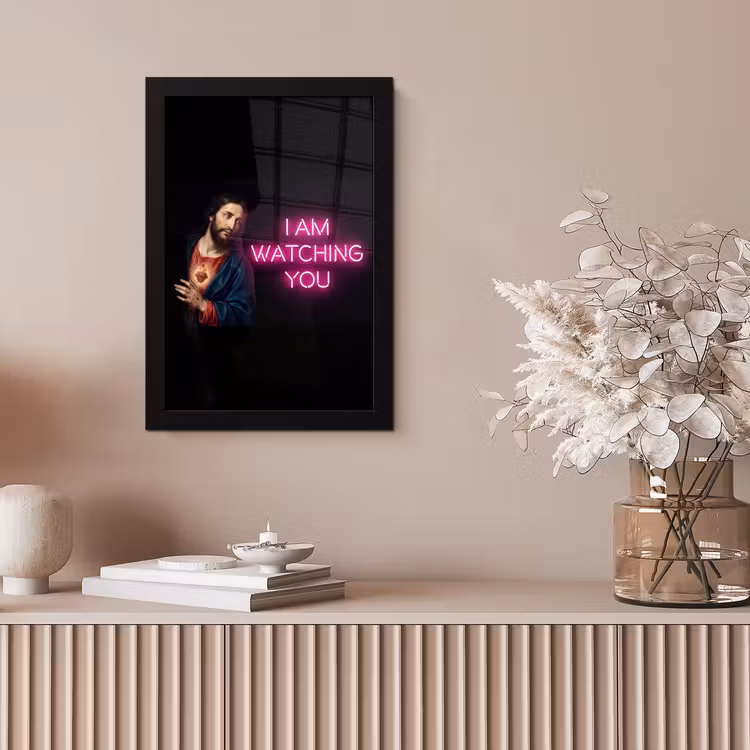 Man - Tekst - Neon fotolijst zwart zonder passe partout klein -sfeer5