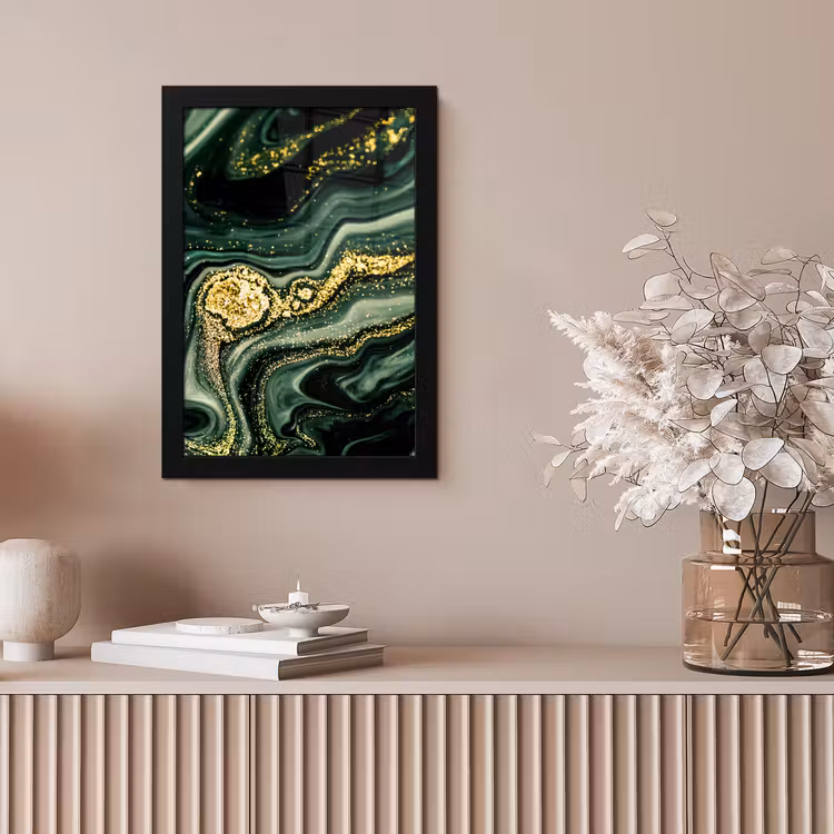 Marmer - Goud - Glitter - Groen - Marmerlook - Luxe fotolijst zwart zonder passe partout klein -sfeer5