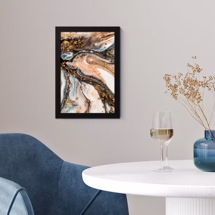 Marmerlook - Goud - Zwart - Glitter - Chic fotolijst zwart zonder passe partout klein -sfeer4