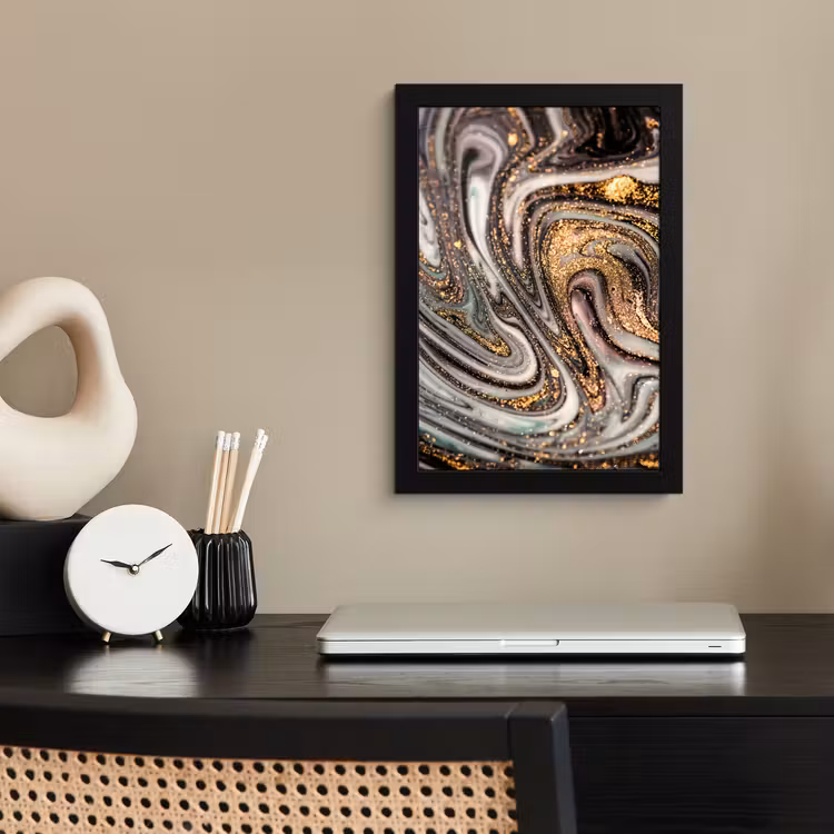 Marmerlook - Goud - Glitter - Luxe - Marmer - Wit fotolijst zwart zonder passe partout klein -sfeer1