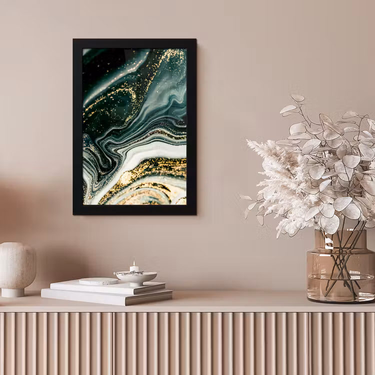 Marmerlook - Goud - Groen - Glitter - Design - Marmer fotolijst zwart zonder passe partout klein -sfeer5