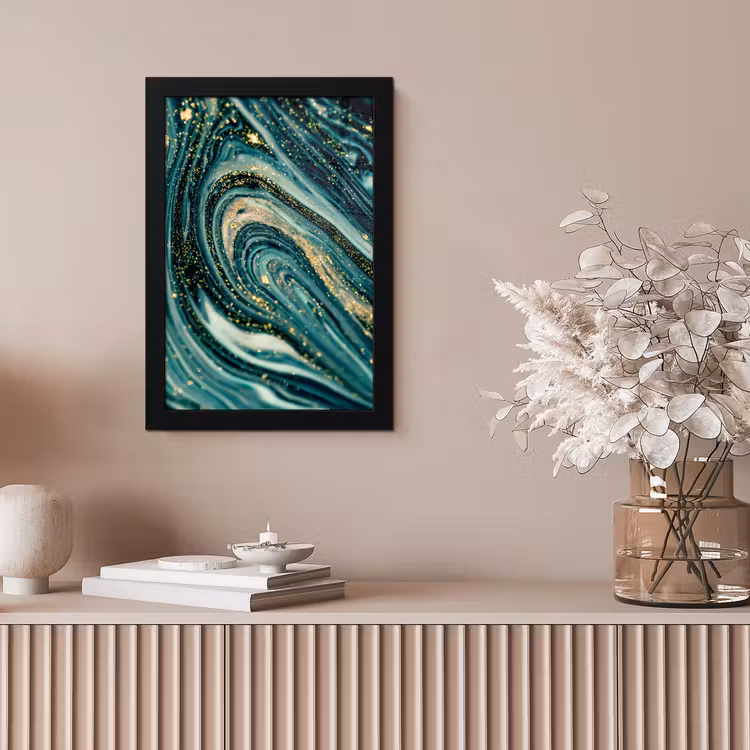 Marmerlook - Luxe - Goud - Turquoise - Glitter fotolijst zwart zonder passe partout klein -sfeer5