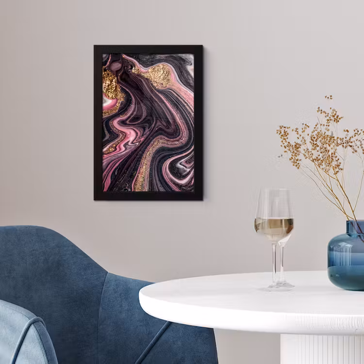 Marmerlook - Roze - Paars - Goud - Luxe - Marmer fotolijst zwart zonder passe partout klein -sfeer4