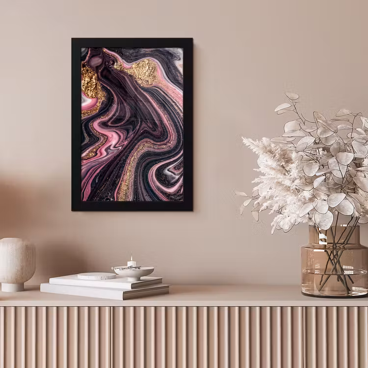 Marmerlook - Roze - Paars - Goud - Luxe - Marmer fotolijst zwart zonder passe partout klein -sfeer5
