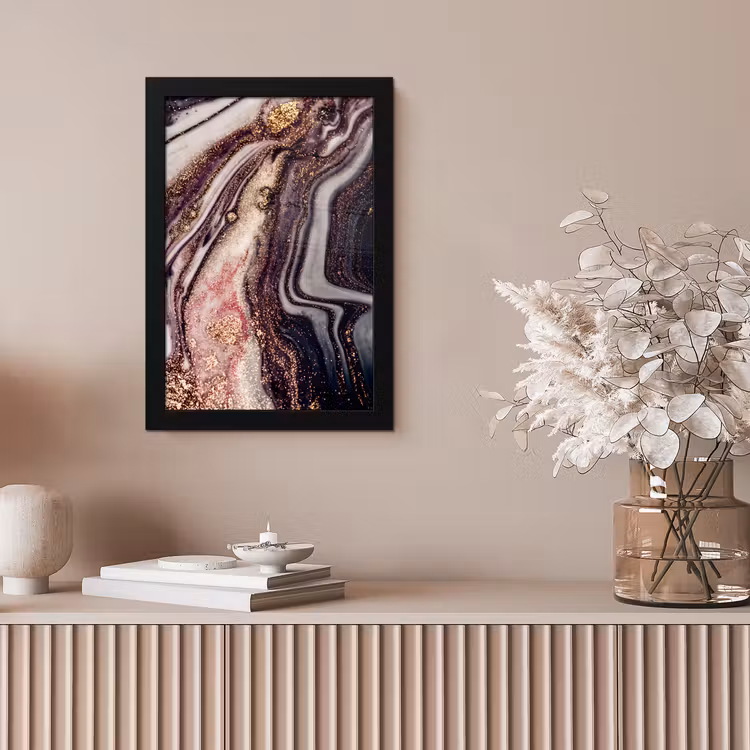 Marmer - Roze - Goud - Glitter - Marmerlook fotolijst zwart zonder passe partout klein -sfeer5
