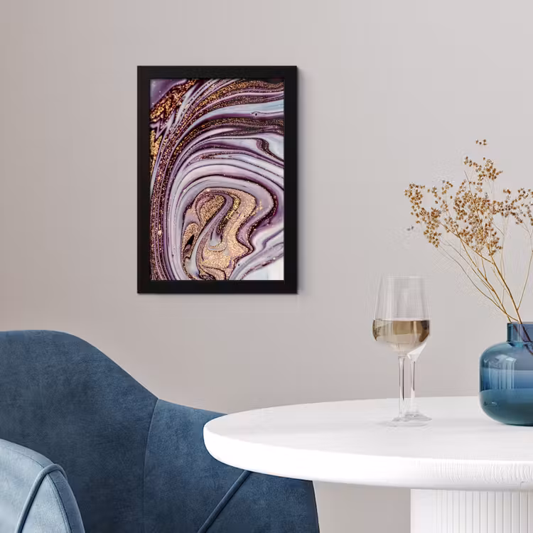 Marmer - Roze - Goud - Glitter - Marmerlook - Luxe fotolijst zwart zonder passe partout klein -sfeer4