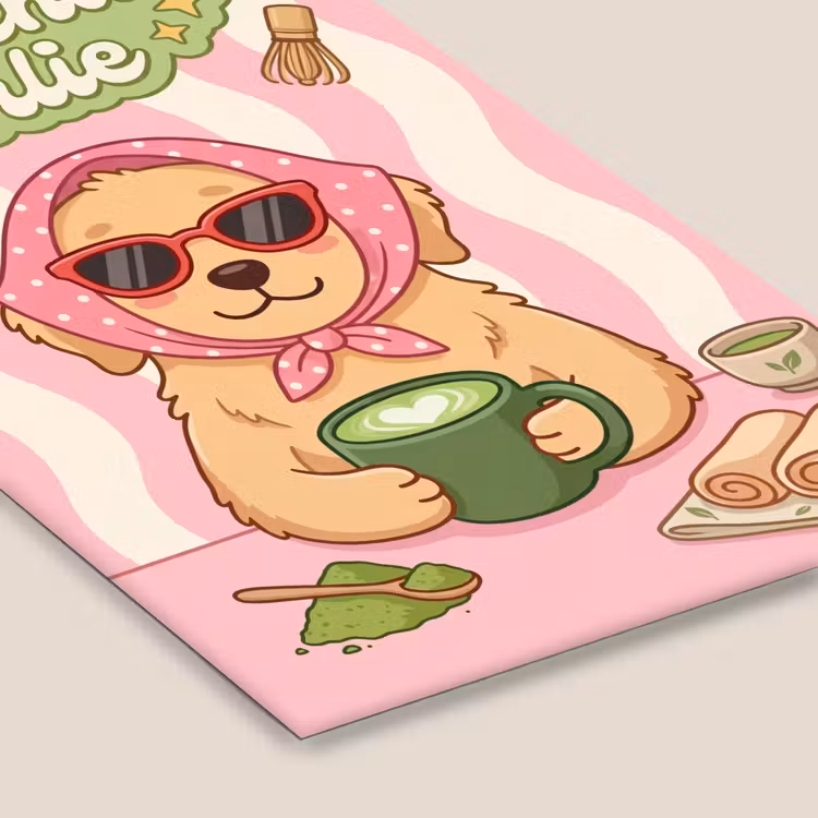Matcha - Hond - Roze - Groen fotolijst zwart zonder passe partout klein -zsfeer6