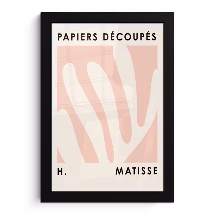 Matisse - Roze - Pastel - Abstract fotolijst zwart zonder passe partout klein -3d