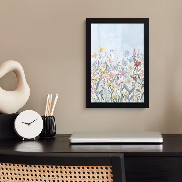 Weidebloemen - Illustratie - Kleurrijk fotolijst zwart zonder passe partout klein -sfeer1